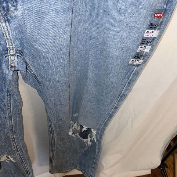 Levi’s 541 Men’s Distressed Jeans Size 48x30 Blue Denim Going out Rugged NWT - Picture 7 of 12